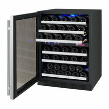 Load image into Gallery viewer, 24&quot; Wide FlexCount II Tru-Vino 56 Bottle Dual Zone Stainless Steel Left/Right Hinge Wine Cooler