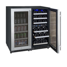 Load image into Gallery viewer, 30&quot; Wide FlexCount II Tru-Vino 30 Bottle/88 Can Wine Dual Zone Stainless Steel Side-by-Side Wine Refrigerator/Beverage Center