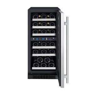 Allavino 15" Wide FlexCount II Tru-Vino 30 Bottle Dual Zone Stainless Steel Right Hinge Wine Cooler