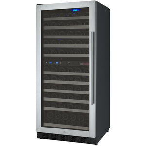 Allavino 24" Wide FlexCount II Tru-Vino 121 Bottle Dual Zone Stainless Steel Left/Right Hinge Wine Cooler