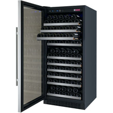 Load image into Gallery viewer, Allavino 24&quot; Wide FlexCount II Tru-Vino 128 Bottle Single Zone Stainless Steel Left/Right Hinge Wine Cooler