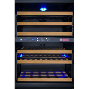 Allavino  47" Wide FlexCount II Tru-Vino 112 Bottle Four Zone Black Side-by-Side Wine Cooler