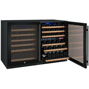 Allavino 47" Wide FlexCount II Tru-Vino 112 Bottle Three Zone Black Side-by-Side Wine Cooler