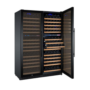 Allavino 47" Wide FlexCount II Tru-Vino 344 Bottle Four Zone Black Side-by-Side Wine Cooler