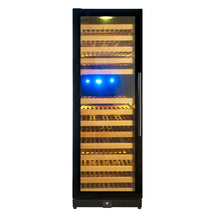 Load image into Gallery viewer, KingsBottle 164 Bottle Dual Zone Left/Right Hinge Wine Cooler With Glass Door