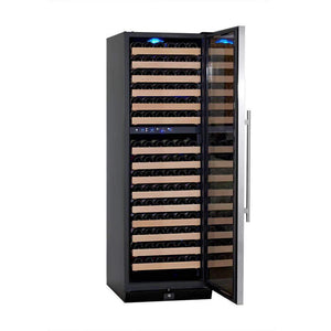 KingsBottle 164 Bottle Dual Zone Left/Right Hinge Wine Cooler With Glass Door