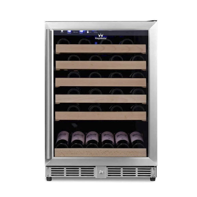 KingsBottle 24 Inch Built In 46 Bottle Left/Right Hinge Single Zone Wine Cooler