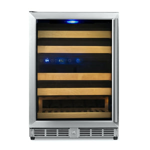 KingsBottle 24 Inch Under Counter 44 Bottle Left/Right Hinge Dual Zone Wine Cooler