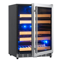 Load image into Gallery viewer, KingsBottle 24 Inch Under Counter 44 Bottle Left/Right Hinge Dual Zone Wine Cooler