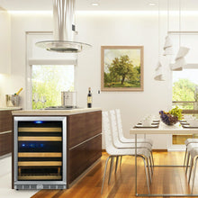 Load image into Gallery viewer, KingsBottle 24 Inch Under Counter 44 Bottle Left/Right Hinge Dual Zone Wine Cooler