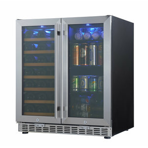 KingsBottle 30" Built In Low-E Glass Door Wine And Beer Cooler Combo