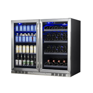 KingsBottle 39 Inch Hybrid Dual Zone Wine And Beer Fridge Combo