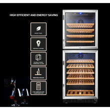 Load image into Gallery viewer, Lanbo 23.4&quot; Wide Stainless Steel 133 Bottle Dual Door Wine Cooler