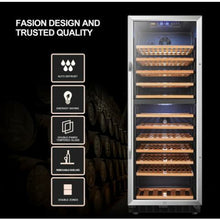 Load image into Gallery viewer, Lanbo 23.4&quot; Wide Stainless Steel 138 Bottle Dual Zone Wine Cooler