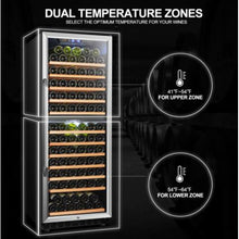 Load image into Gallery viewer, Lanbo 23.4&quot; Wide Stainless Steel 138 Bottle Dual Zone Wine Cooler