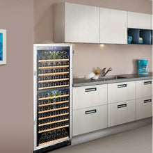 Load image into Gallery viewer, Lanbo 23.4&quot; Wide Stainless Steel 138 Bottle Dual Zone Wine Cooler