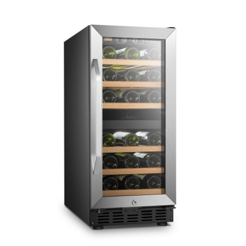 Lanbo 28 Bottle Stainless Steel Dual Zone Wine Cooler
