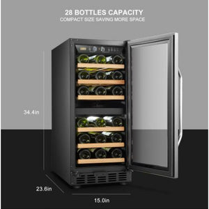 Lanbo 28 Bottle Stainless Steel Dual Zone Wine Cooler