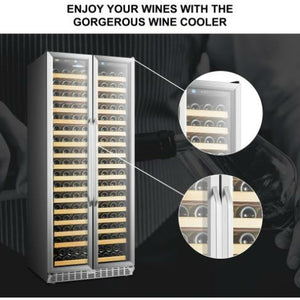 Lanbo Luxury Stainless Steel 289 Bottle Dual Door Wine Cooler